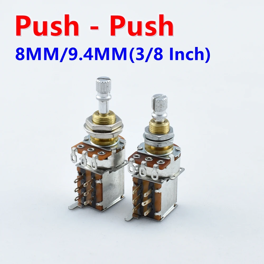 8MM/9.4MM(3/8 Inch) Genuine Alpha Potentiometer 250k/500k Brass Shaft Push-Push Volume Tone Pot for Electric Guitar