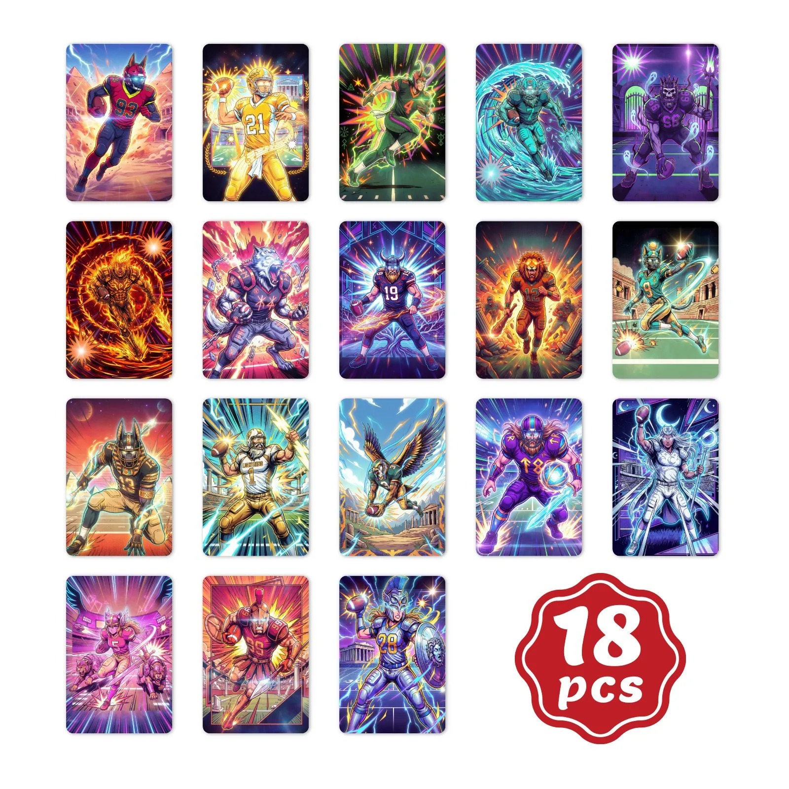 

Набор из 18 открыток с визуальным дизайном на тему мифологии и спортивных команд, декоративные карточки для стен с напечатанными поздравлениями, художественные принты