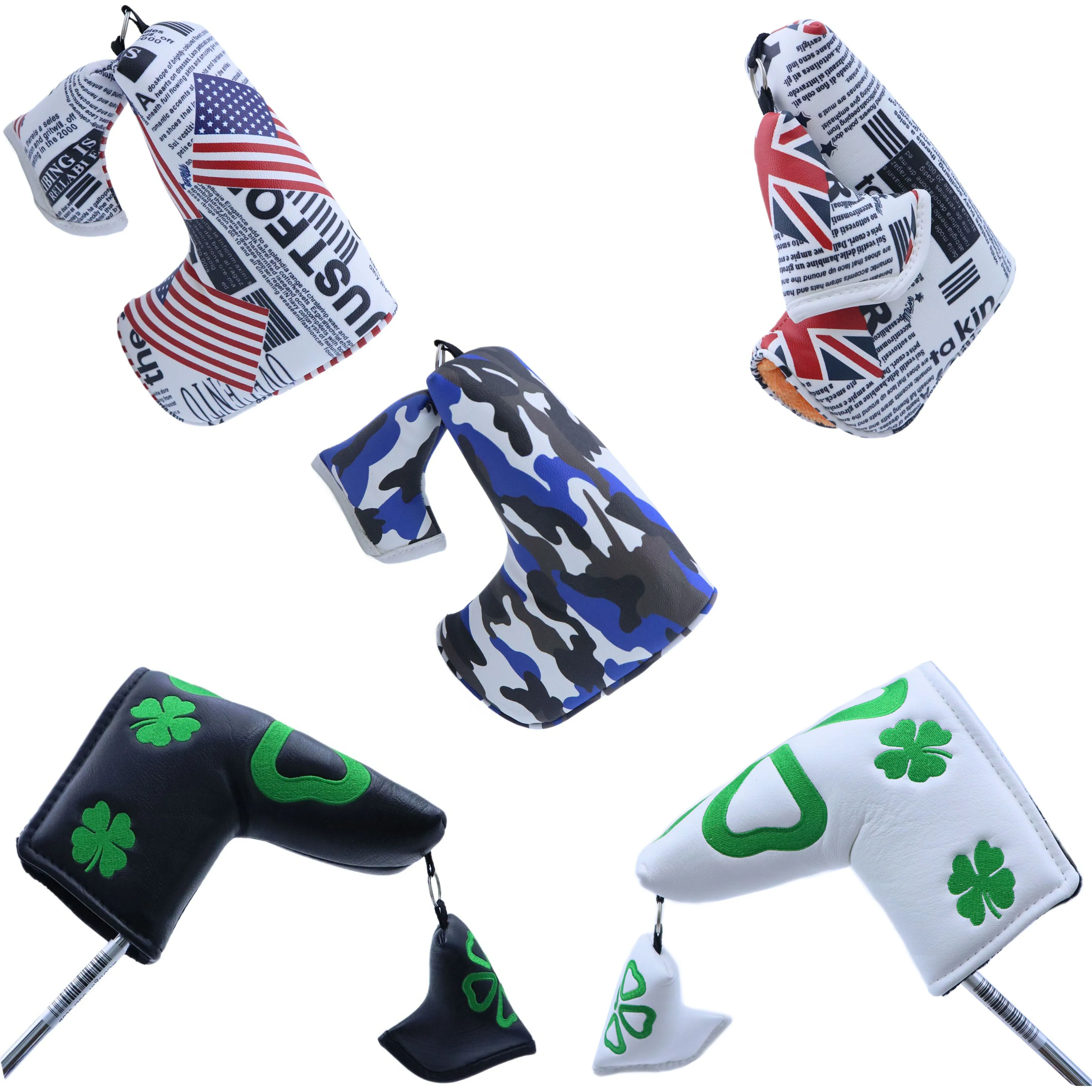 Camouflage and Four Clover Magnet Golf Blade Putter Cover Magnet Closure Golf Accessories Head Protection