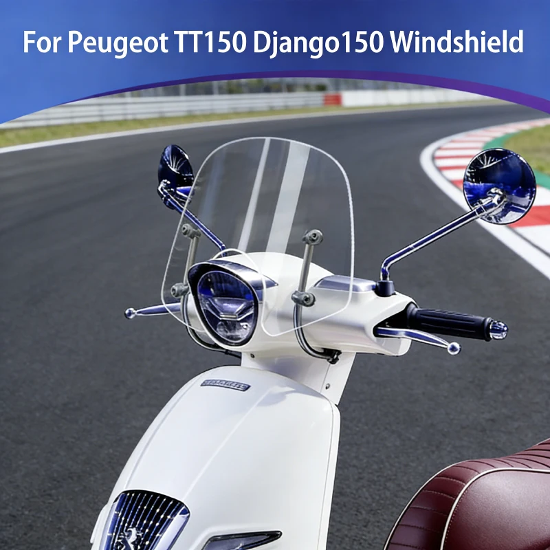 

For Peugeot TT150 Django150 2022 Modification Front Windshield Windscreen Wind Deflector with Bracket Thickened Deflector Plate