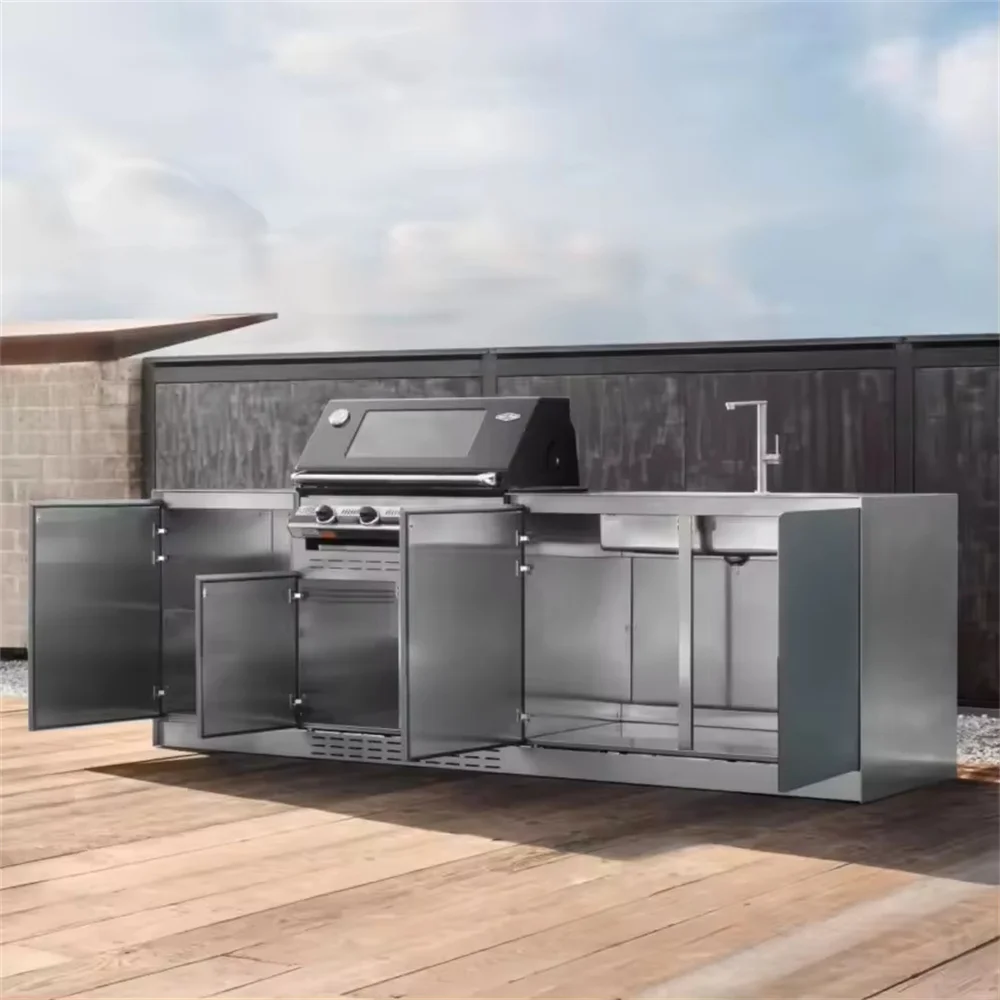 Armario de cocina al aire libre, parrilla para barbacoa, horno y muebles de Bar, casa, jardín, parrilla Kamado de acero inoxidable, cocina de inducción personalizada