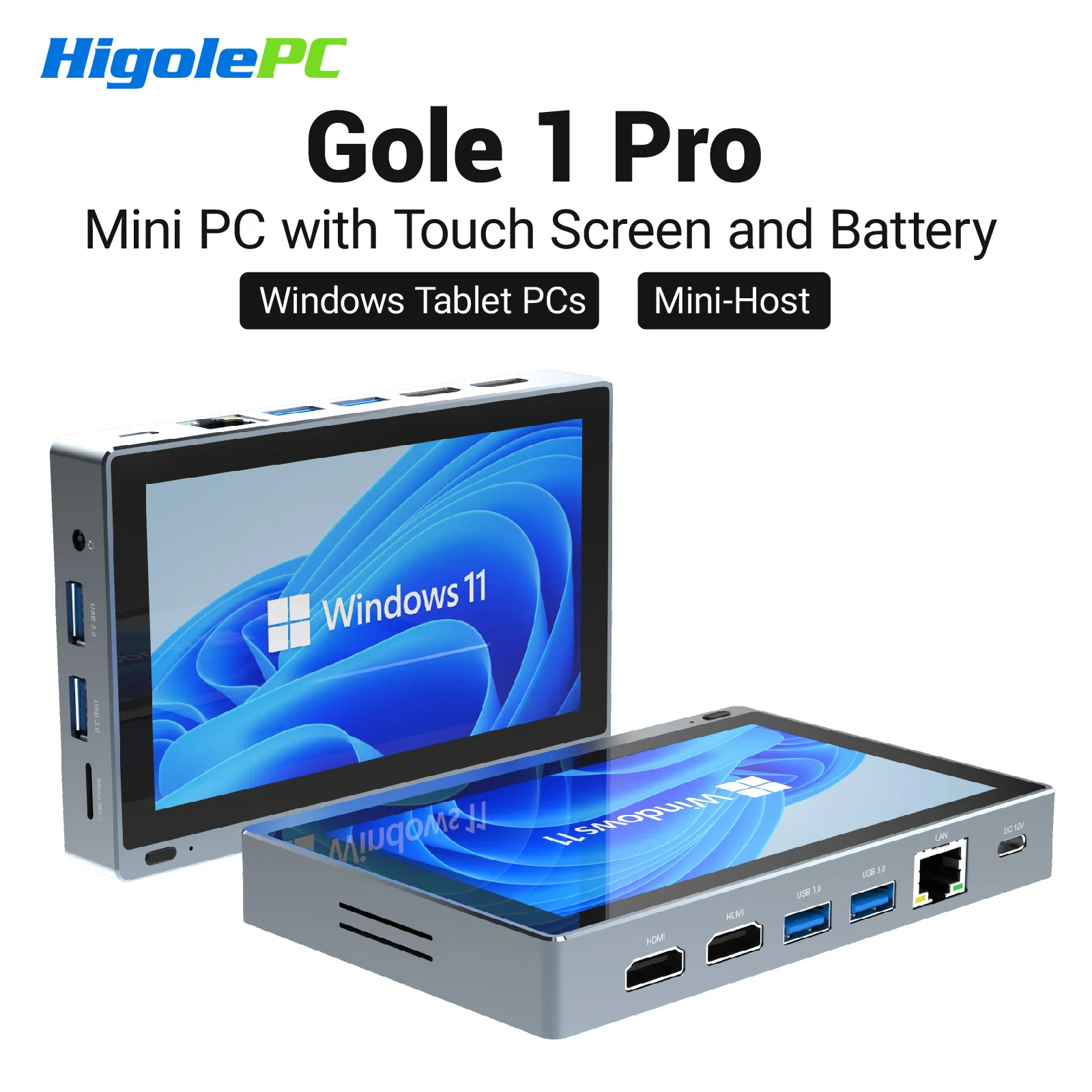 

Мини-ПК Higole Gole 1 Pro 5,5 дюйма Intel J4105 Windows 11 WiFi5 8G 128G 2500 мАч HDMI 4k с экраном Ноутбук Настольный ПК Мини-компьютер