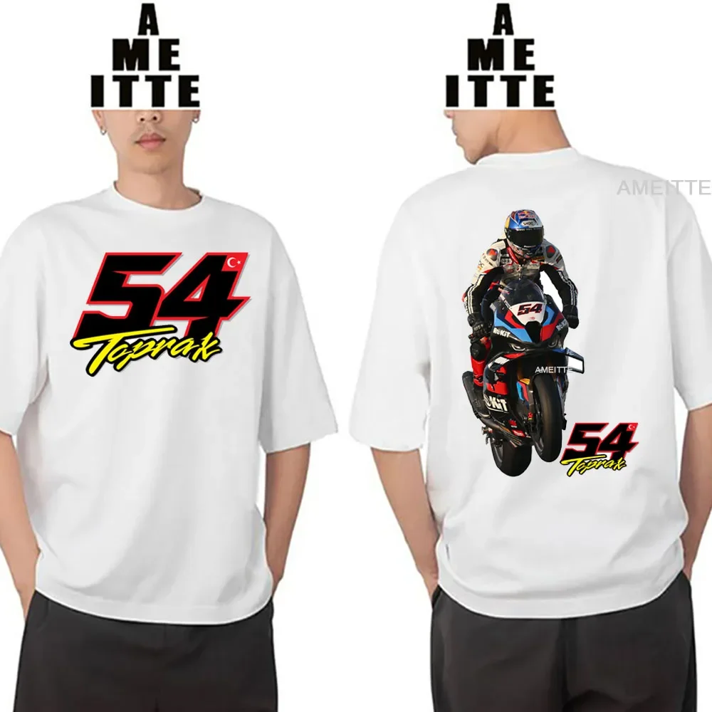 

2024 New Toprak Razgatlioglu 54 GP Race Legend T-Shirt Men Short Sleeve Adventure Sport Casual White Tops Motorcycle Riding Tees