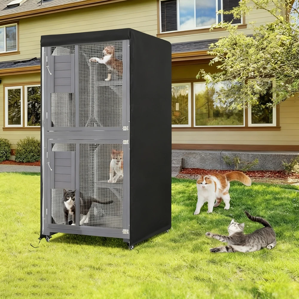 

1PCS Outdoor Cat House Cover 210D Cat House Cover Pet Fence Protection Cover Dust-Proof Dog Cage Cover Easily Cleaning Tool