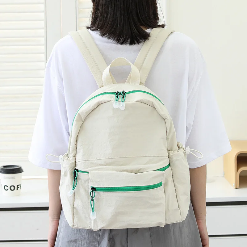 Women Nylon Backpack Ladies Casual Daypack Lightweight Travel Rucksack School Bag Daily Shoulder Purse with Side Pockets Travel