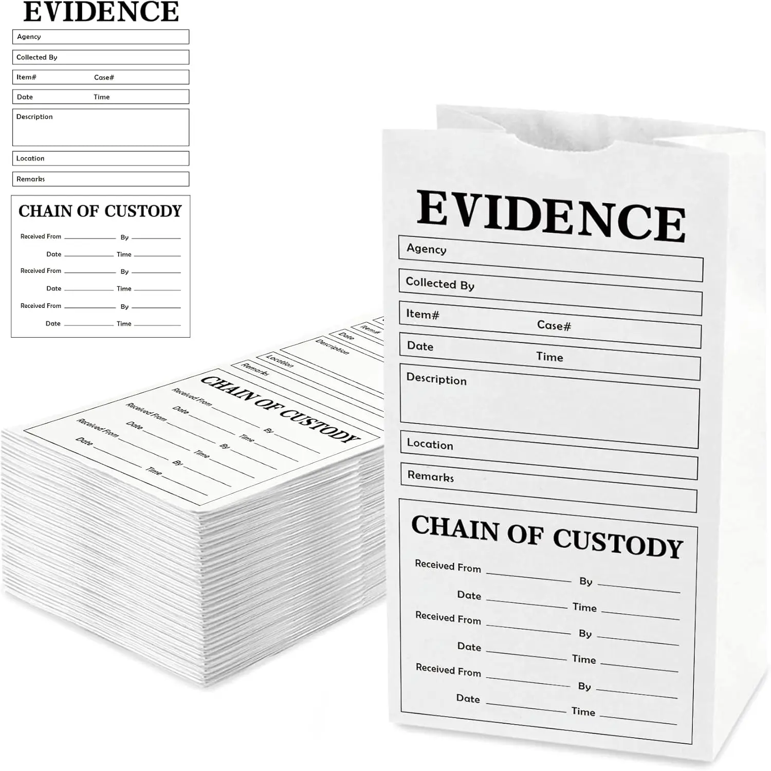 

Paper Evidence Bags 10 Pack Stick on Evidence Bag 9.45 * 5 * 3 inch Evidence Bag for Forensics Class,Theme Birthday Party