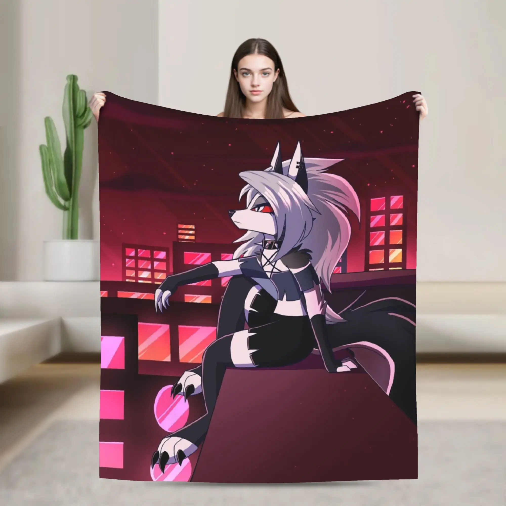 Kawaii Loona Flannel Blanket Anime Customized Throw Blanket for  Sofa Bedding Lounge 150*125cm Quilt,