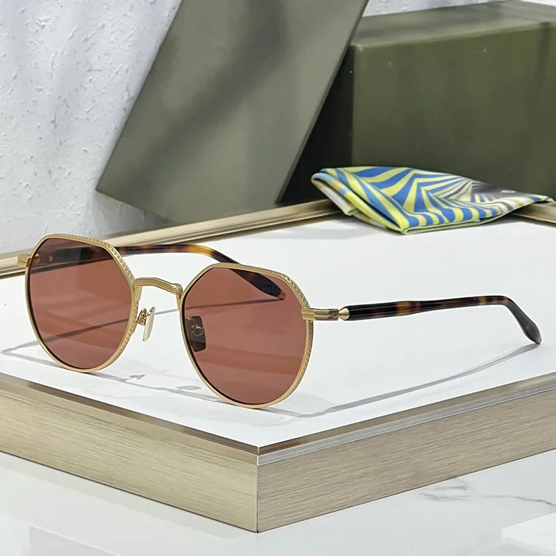 

Men‘s Niche Vintage Oval Tortoise Gold Sunglasses 2025 Trendy Classical Light Luxury Top Quality Alloy Solar Glasses for Ma