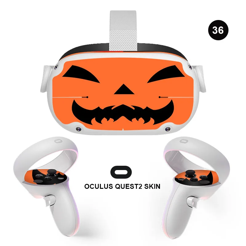 

Vinyl Skin Sticker for Oculus Quest 2 VR Headset Controller PVC Decals Halloween Pattern Wrap Cover for Meta Quest2 Accessories