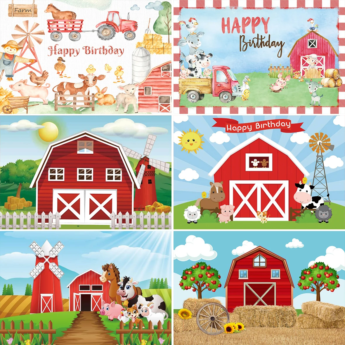 

Laeacco Photography Backdrop Cartoon Rural Farm Baby Newborn Birthday Customized Banner Photocall Background For Photo Studio