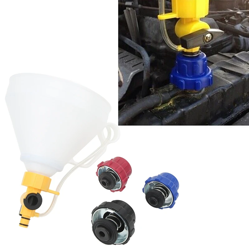 Car Engine Coolant Refilling Funnel Auto Cooling System Filling Garage Tools With 3 Adapters For Ford Mazda Easy To Use