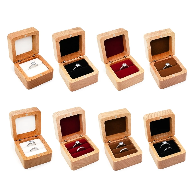 Wooden Jewelry Gift Box Small Rustic Engagement Ring Box Jewelry for Case Ring