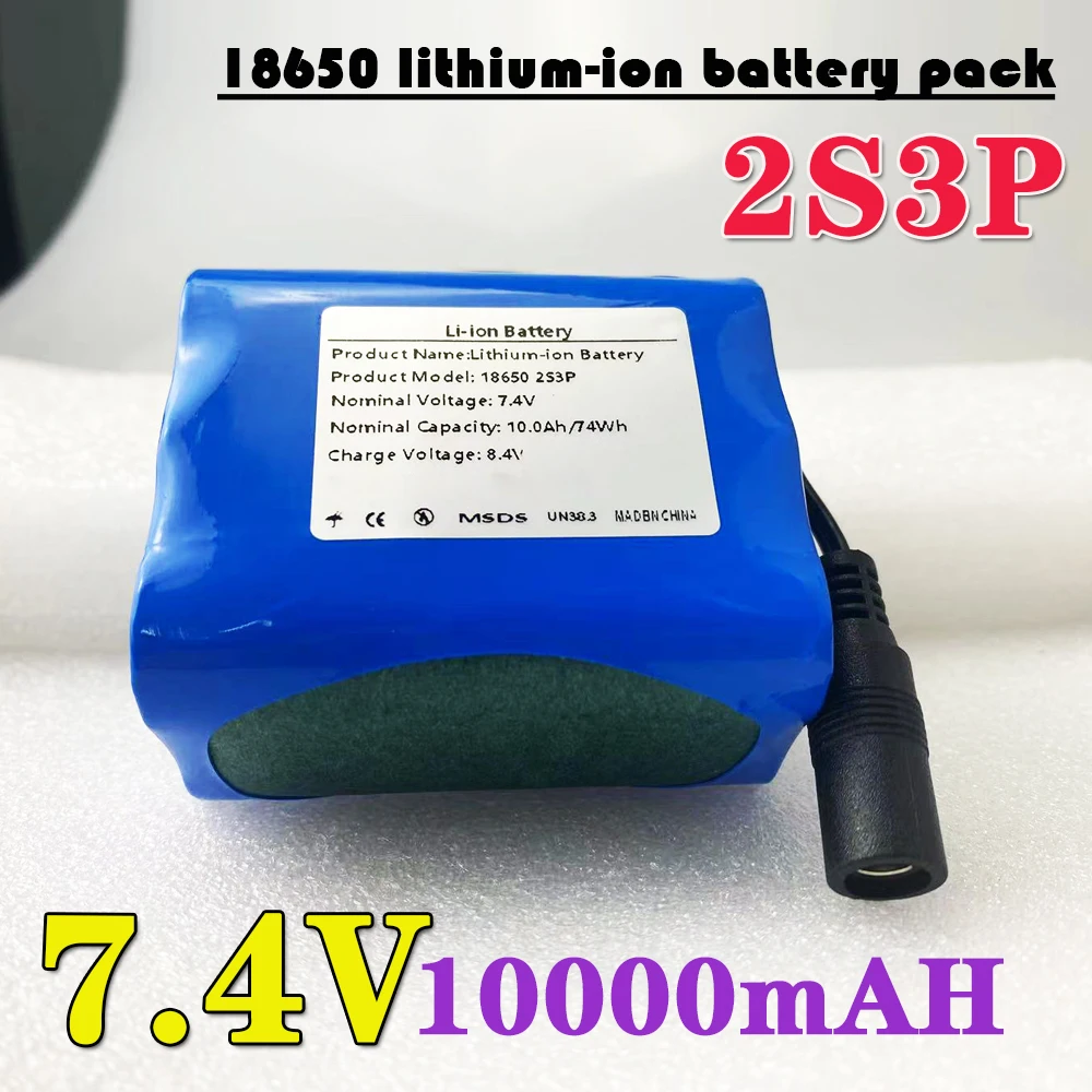 7.4V Emergency DIY 18650 Lithium Battery Pack 2S3P 10.0AH  Fishing LED Light Bluetooth Speaker 7.4V Lithium Ion Battery