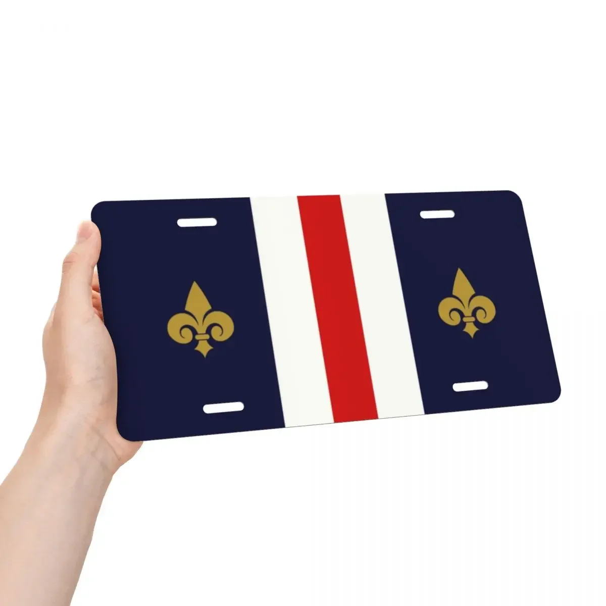 Personalized France Flag License Plate Lily Flower Decorative Car Front License Plate Cover Aluminum Vanity Tag 12 X 6 Inch