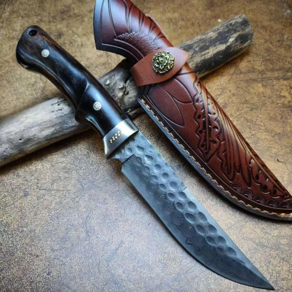 DC53 / دمشق بليد الأبنوس مقابض بقاء سكاكين الصيد ، أدوات التخييم التكتيكية edc ، أدوات يدوية للدفاع عن النفس #2