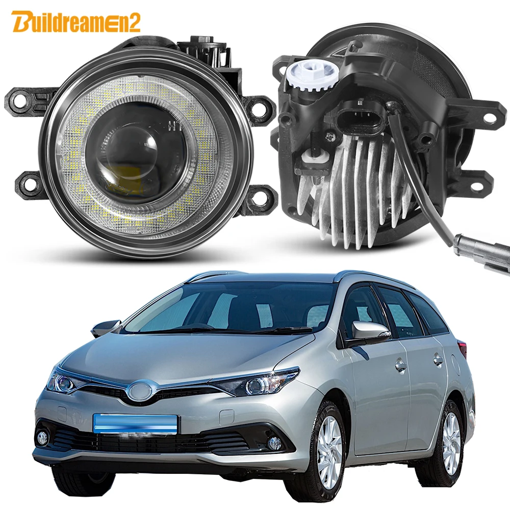 2 X Car Fog Light Assembly For Toyota Auris (_E18_) 2012-2018 40W 4000LM LED Lens Angel Eye Fog Daytime Running Lamp DRL 12V