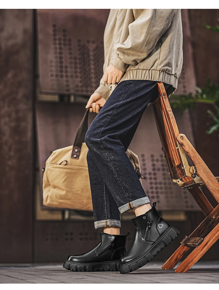 Herren-Freizeitstiefel mit hohem Schaft und seitlichem Reißverschluss, atmungsaktiv und bequem für Outdoor-Sportarten, Wandern und Trekking. – Detail 11
