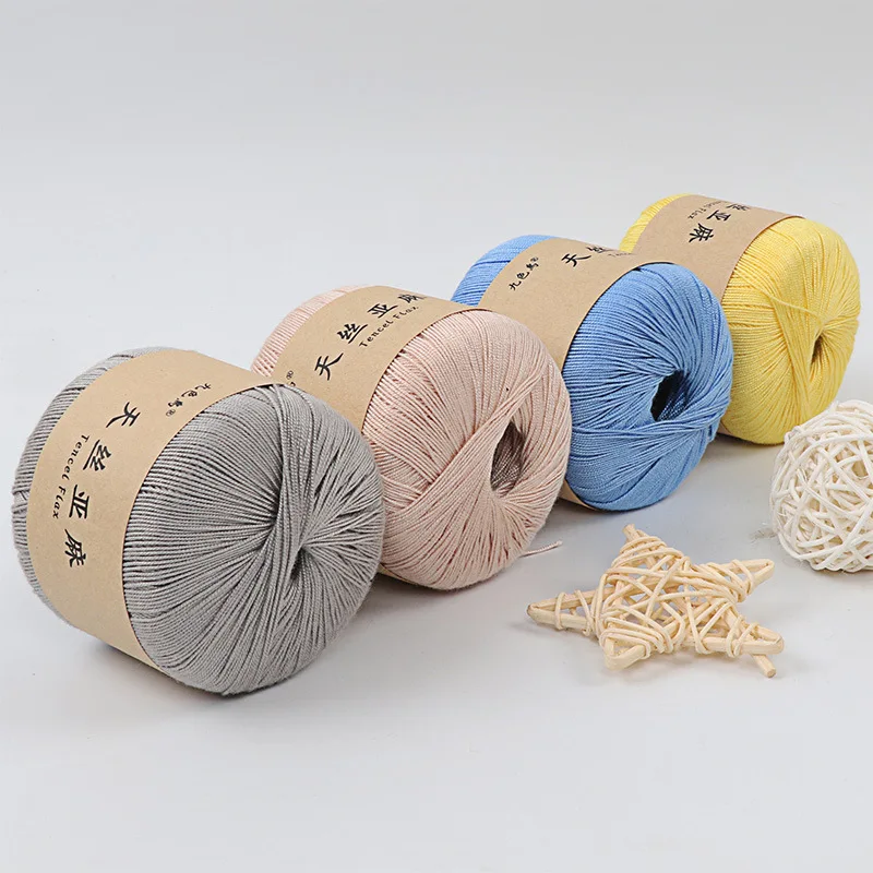 50g Tiansi Hemp Thread Hand Woven DIY Crochet Pad Doll Thread Material Bag Medium Thick Wool Crochet Knitting Suture