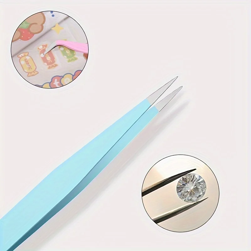 다기능 직선 및 곡선형 스테인레스 스틸 핀셋, 속눈썹 연장 및 이식 도구 2개/세트