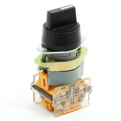 DC 24V 6A DPST 4 Pin 3-Position Selector Self-Locking Push Button Switch