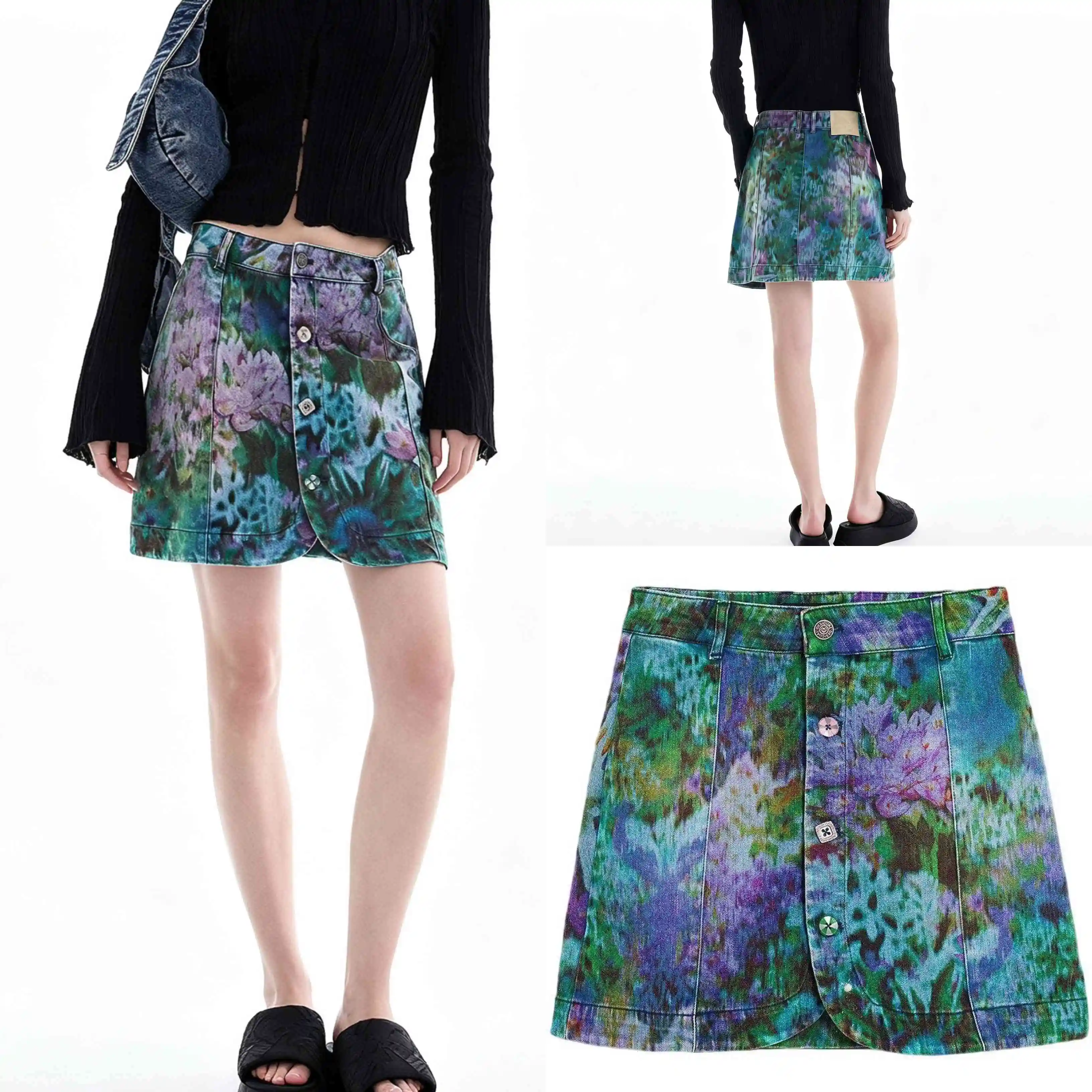 

European, American, Spanish New Product Original Printed Short Denim Skirt Designer Short Skirt