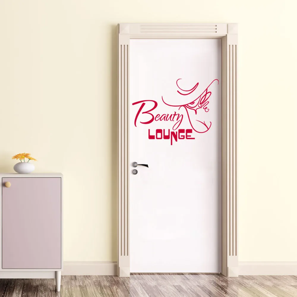 Beauty Lounge Door Wall Sticker Bathroom Beauty Salon Spa Nail Hair Wall Decal Vinyl Home Decor