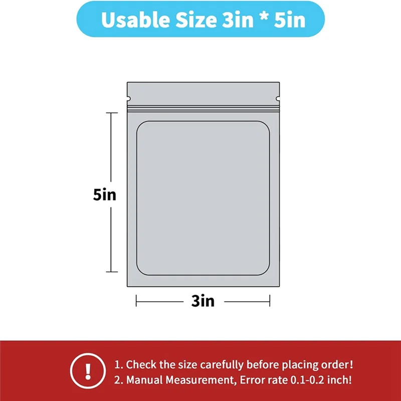 100 แพ็ค Mylar กระเป๋า Holographic กลิ่นบรรจุภัณฑ์สําหรับธุรกิจขนาดเล็ก Resealable กระเป๋า (3X5 นิ้ว) ทนทานสีดํา