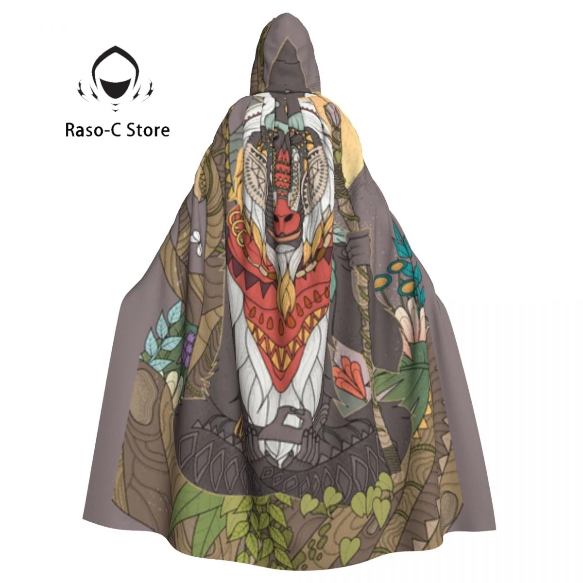 Long Cape Cloak Wisdom Elder Baboon Hooded Cloak Coat Autumn Hoodies