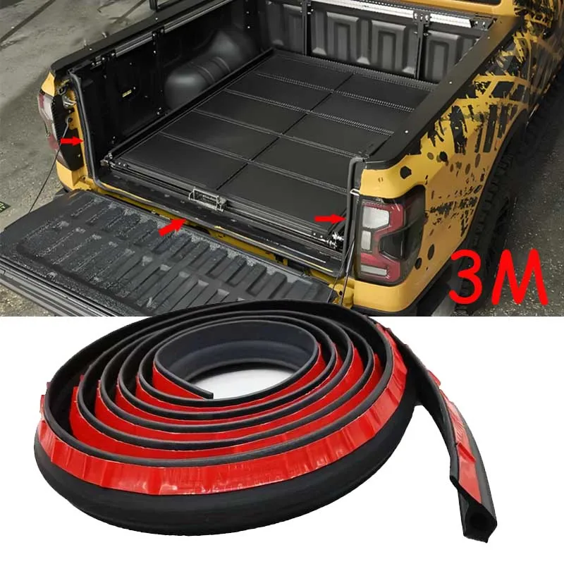 1Pc 3M Pickup Tailgate Seal Kit - Universal Rubber Adhesive Weather Stripping, Car Door Sealing Strip, Car Exterior Accessories