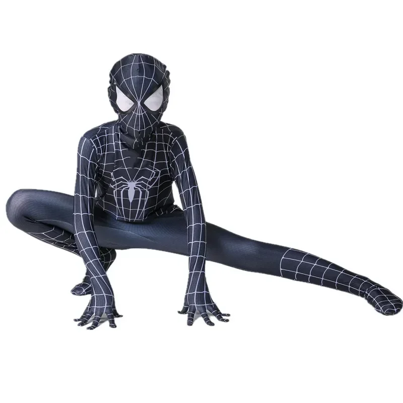أسود مذهل العنكبوت تأثيري حلي Zentai سبايدرمان زي خارقة Catsuit دنة دعوى هالوين هدايا الأطفال