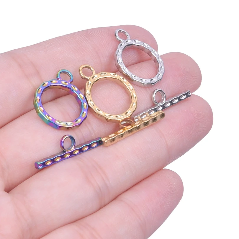 5Sets Stainless Steel Rainbow OT Toggle Clasps Hooks Jewelry Lock Connectors For DIY Bracelet Necklace Jewelry Making Findings