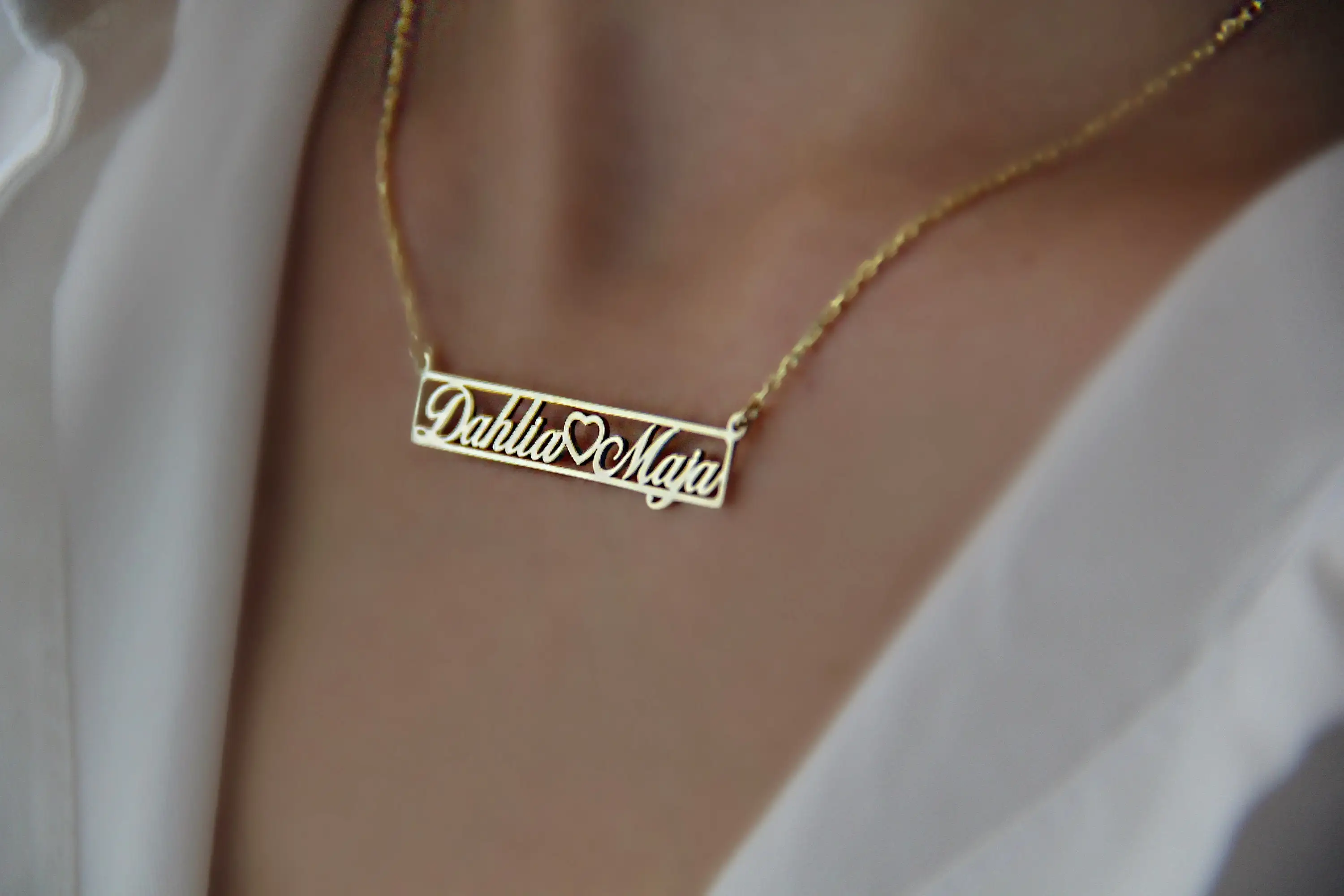 2023 Custom Square Bar Shape Name Necklace Personalized Gold Name Plated Choker Necklace For Women Jewelry Gifts