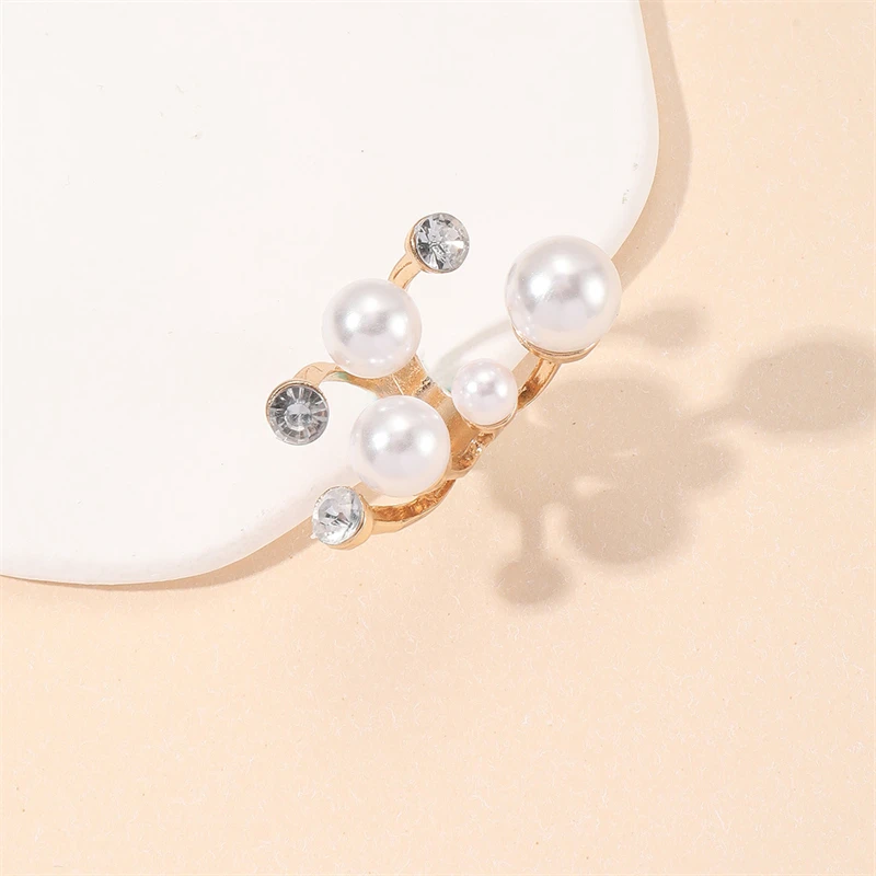 Pearl Open Rings for Women Multi Imitation Pearl Beads Crystal Rings Wedding Engagement Fashion Fingers Jewelry bague femme
