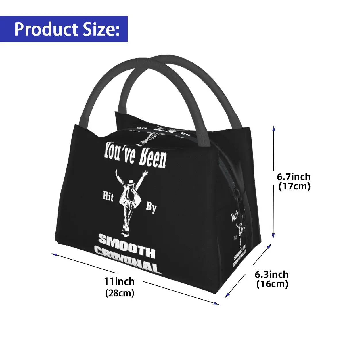 Vintage MJ Smooth Criminal Michael Jackson Insulated Lunch Bag Storage Food Boxes Container Cooler Thermal Lunch Box Tote