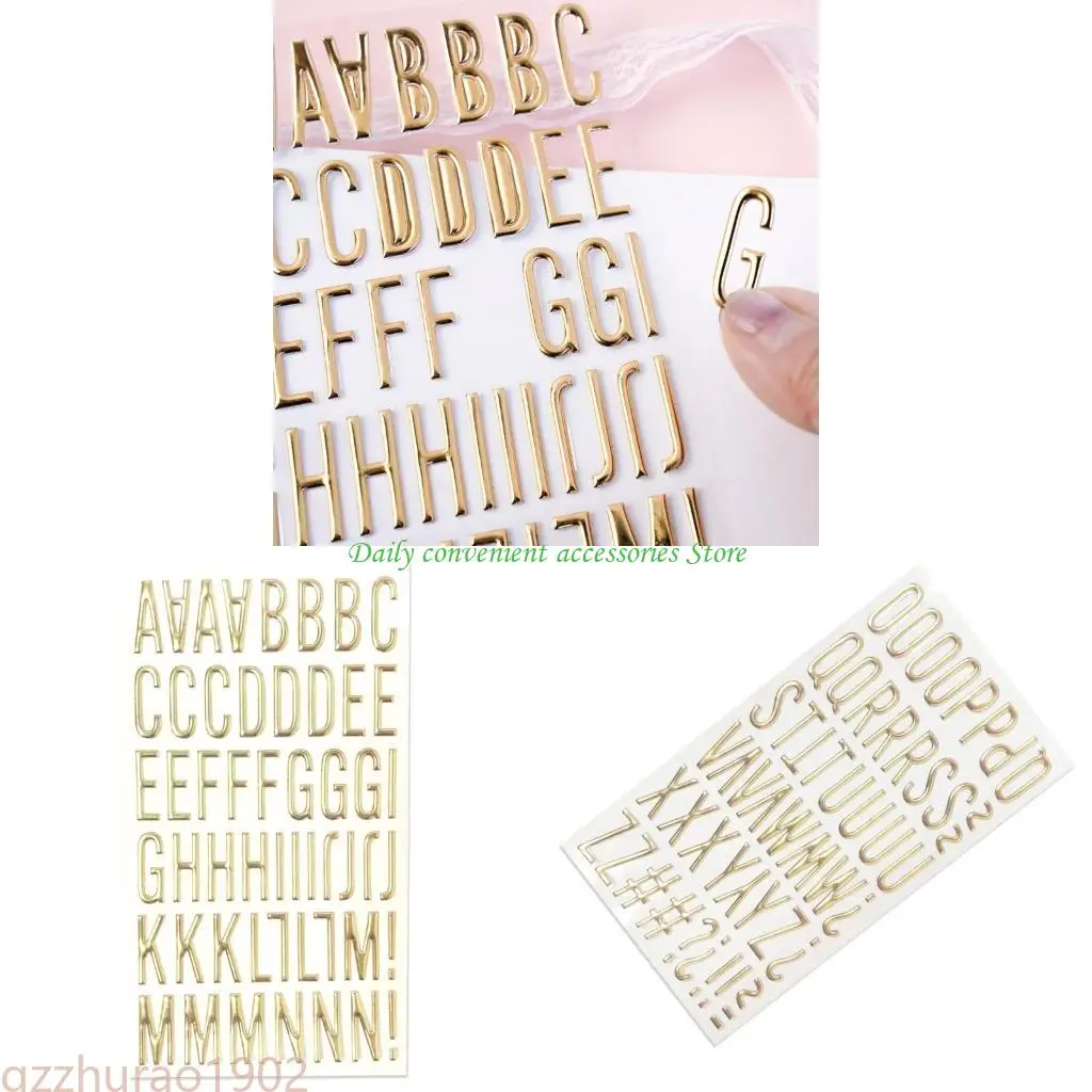 

97QB Gold Glittering PVC Sticker for Card Making Metallic Letter Number Sticker