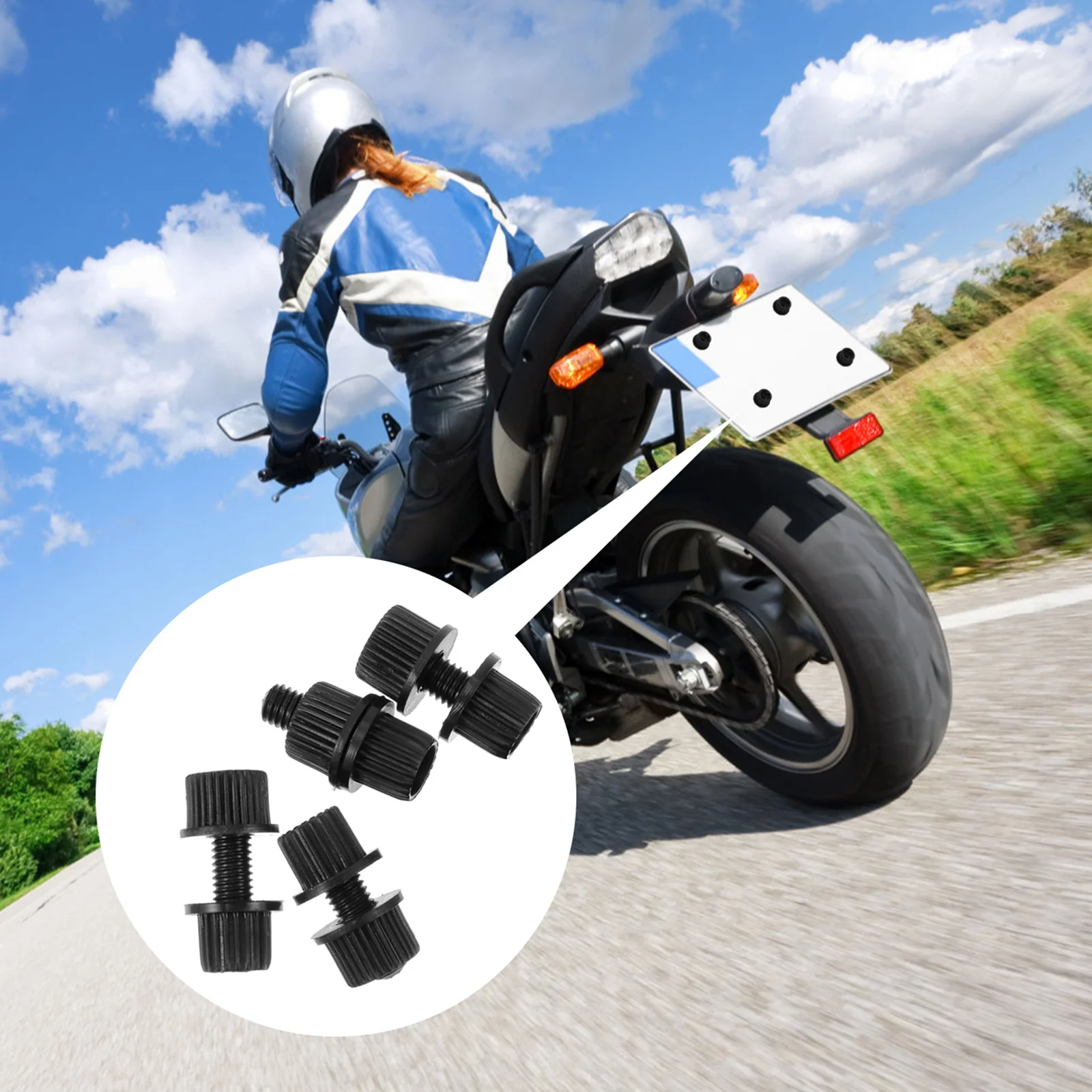 16 قطعة مسامير لوحة ترخيص الدراجة النارية مع مسامير النايلون المكسرات لنماذج التركيب الآمنة الخالية من الموت #4