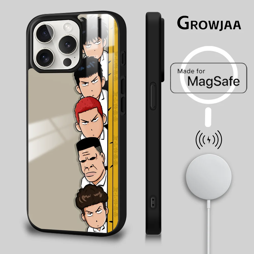 S-Slam Dunk Anime Handyhülle magnetisch für iPhone 16 15 14 13 12 11 Pro Max Plus Mini Magsafe Wireless Charging Cover