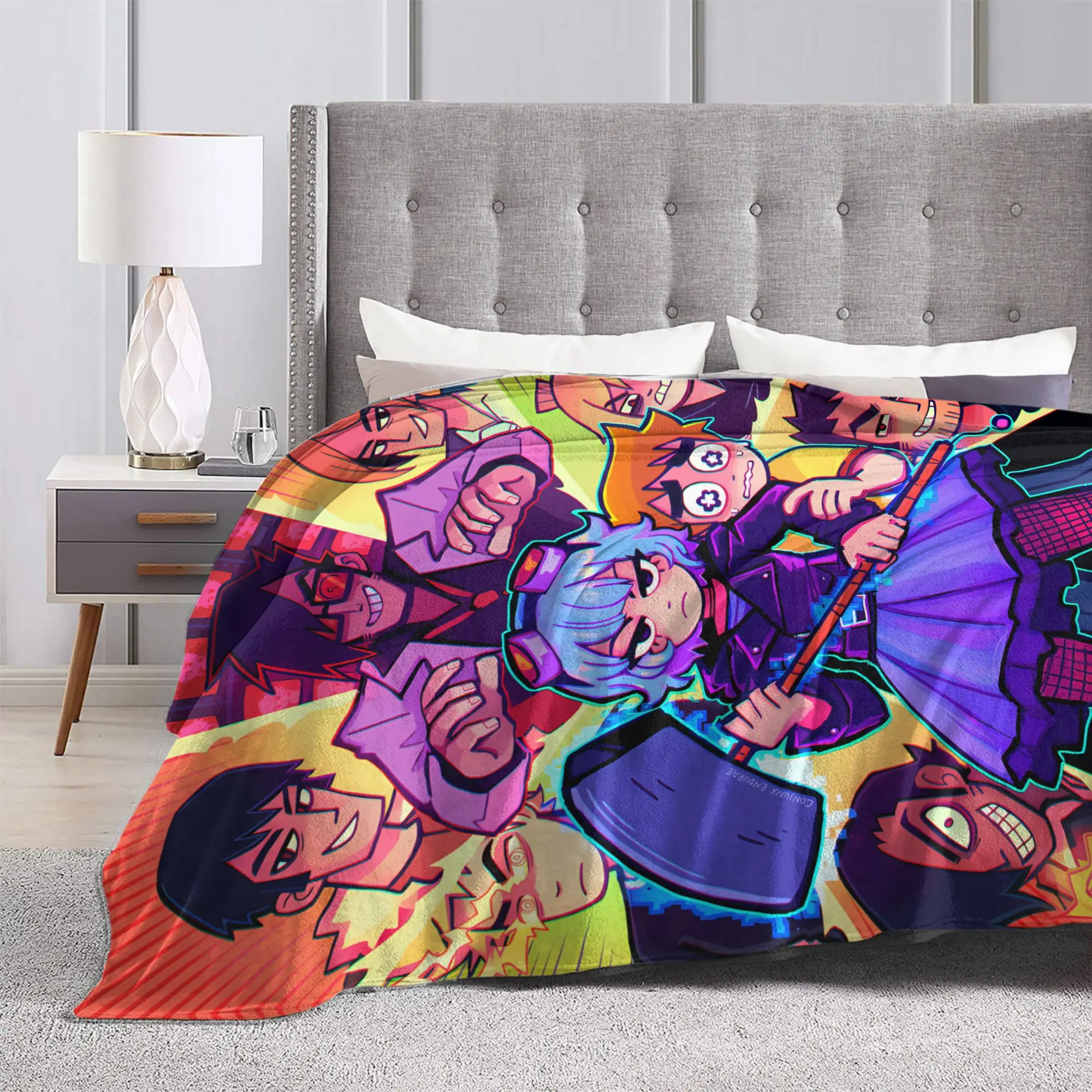 Scott Pilgrim Purple Squad Flannel Blanket Winter  Soft Throw Blanket for Kids Adult Home Decor Pattern Bedspread Sofa Bed Cover