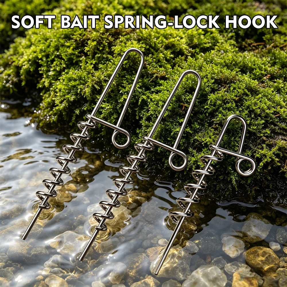 PROBEROS 10/30/50Pcs/Bag Fishing Screw Lock Pin Soft Bait Spring Lock Pin Lure Connector Texas Rig Fishing Tackle Accessories
