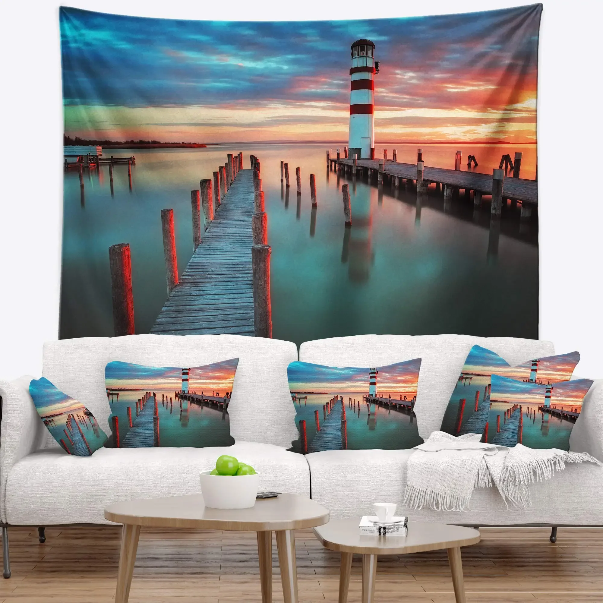 Lighthouse Tapestry Ocean Wall Hanging Storm Sea Waves Art Nature Disaster Tapestries Living Room Bedroom Dorm Room Home Decor