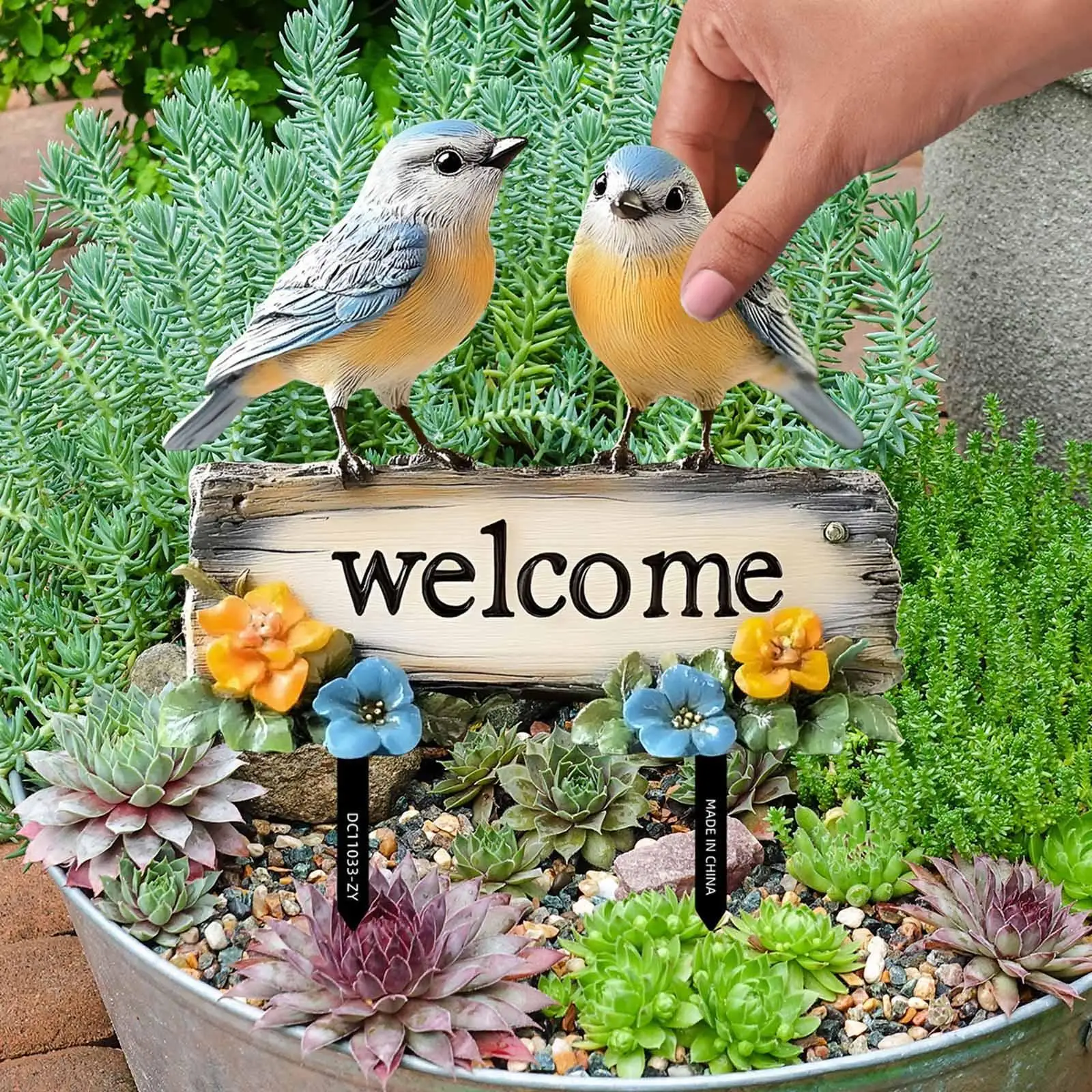 Yard Decoration Bird Statue Flat Type Garden Stake Original Bird Plaque for Outdoor Lawn Decor