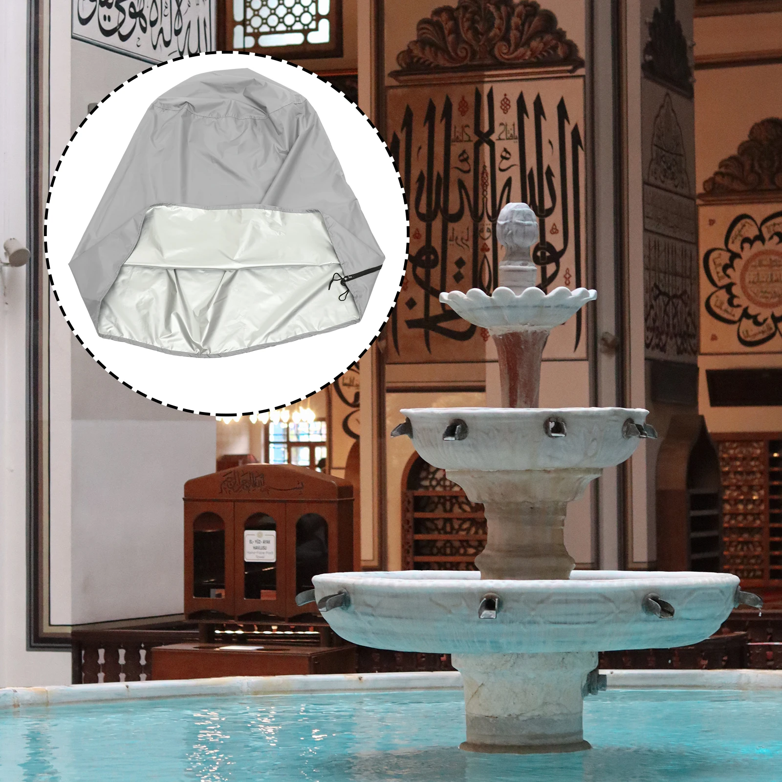 

Waterproof Fountain Cover 420D Oxford Cloth Outdoor Garden Protector Weather Resistant Covers Dust Snow UV Rays Dirt
