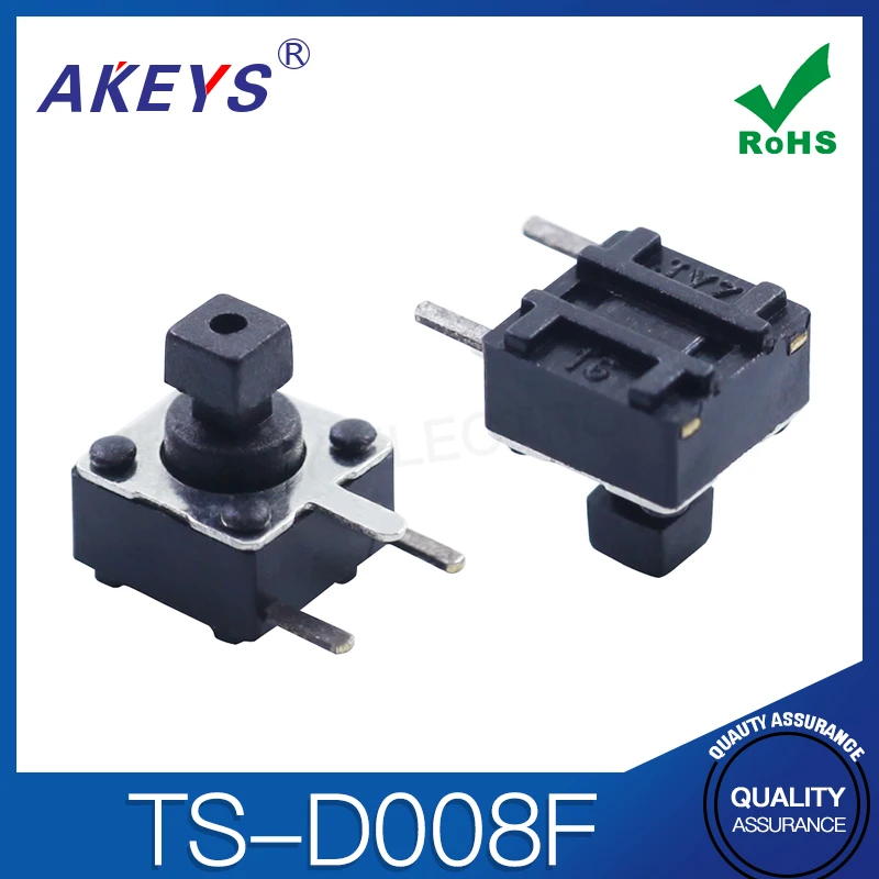 20pcs TS-D008F 6*6*7.3 Edge 3 pin light Touch microswitches Black headed squared tips side inserted 3 pin