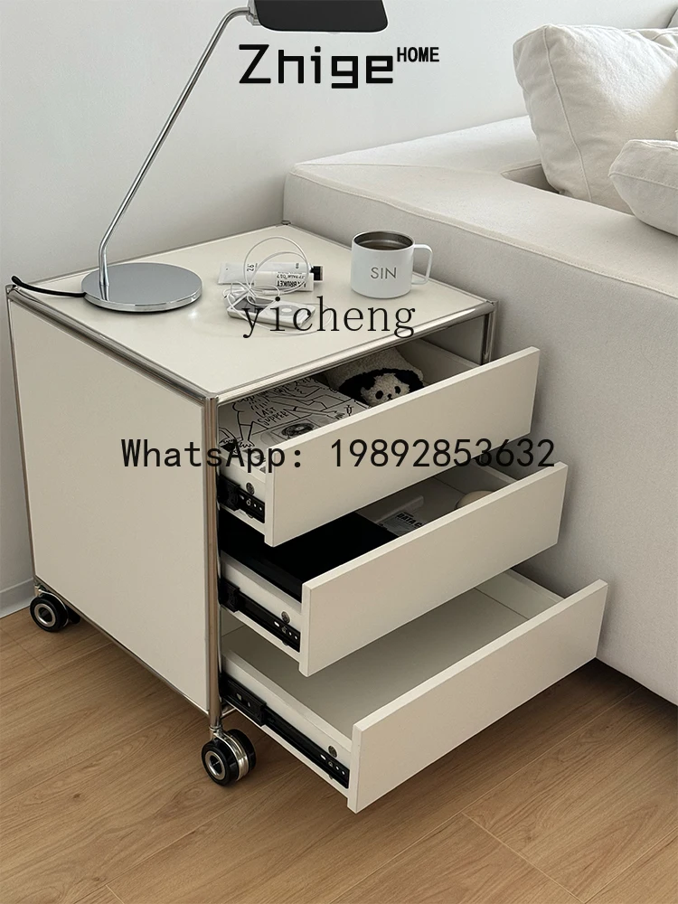X2 stainless steel module combination  drawer living room with wheel side cabinet shelf side storage bedroom bedside table