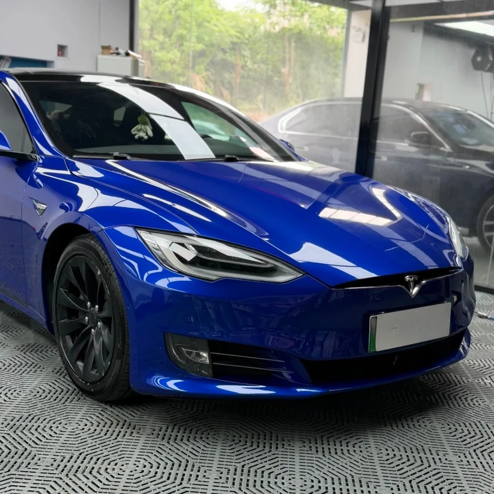 For Tesla Model S 2016-2020 DIY Color Deep Sea Blue Pre-cut PPF Color Change Film PET Paint Protection Film Anti-Scratch Cover