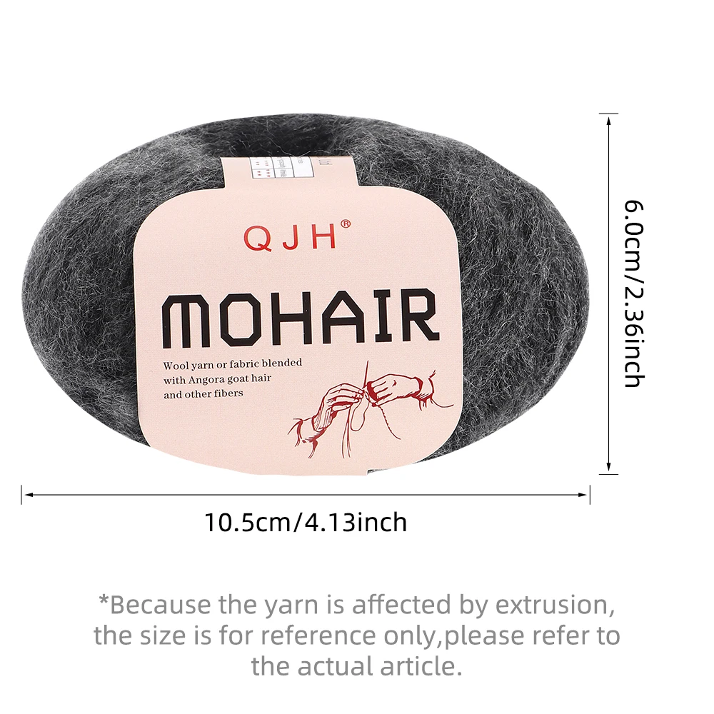 QJH 1PC 25g Fine Mohair Yarn for DIY Crocheting and Knitting - Soft, Warm, Lightweight - 60% Mohair 40% Acrylic fo Shawl Scarf