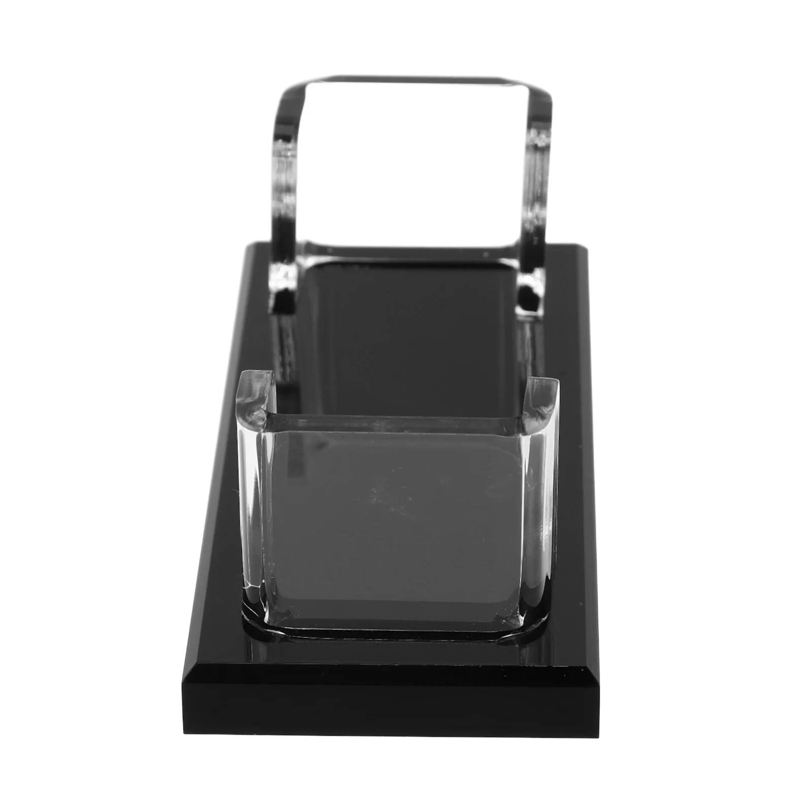 

Clear Acrylic Business Card Holder Rectangular Design Large Capacity Office Desk Display Stand Black Base Professional Organizer