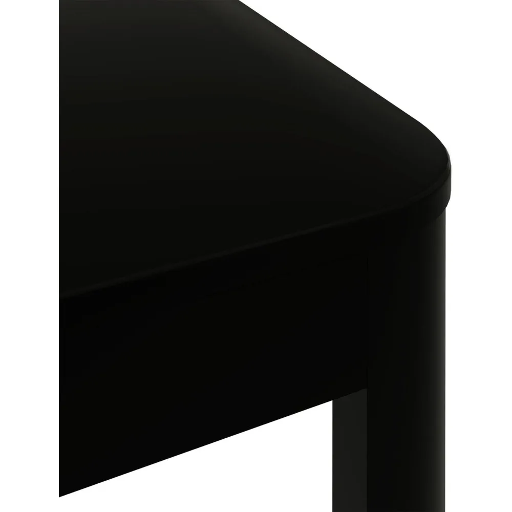 Small Modern Rounded Coffee Table, 40 Inch, Solid Wood Contemporary Center Table for Living Room, Rectangle Tea Table, Black