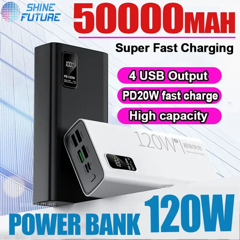 120W super fast charging 30000 mAh power bank with 100% sufficient capacity for mobile power supply for various mobile phones