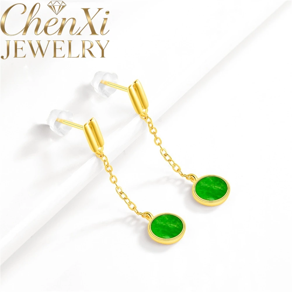 High-End Natural A-Grade Ice-Grade Jadeite Cyanine Earrings Fashion S925 Luxury Quality Jewelry Popular Best Selling Gift Simple
